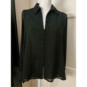 Zara Black Polka Dot Button-Up Blouse